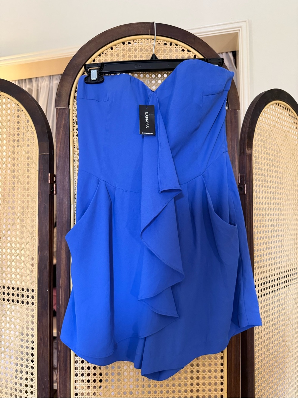 Express Strapless Ruffle Romper - Picture 2 of 5